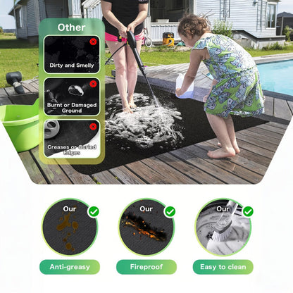 BBQ Grill Mat Fireproof & Heat Resistant - Double-Sided Fiberglass Grill Pad for Outdoor Grills, Fire Pits & Smokers
