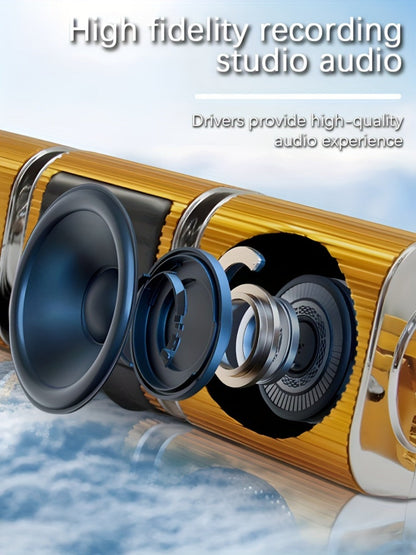 Motorcycle Bluetooth Speaker Sound Bar with Built-in Amplifier – IPX5 Waterproof, FM Radio, USB & AUX Input