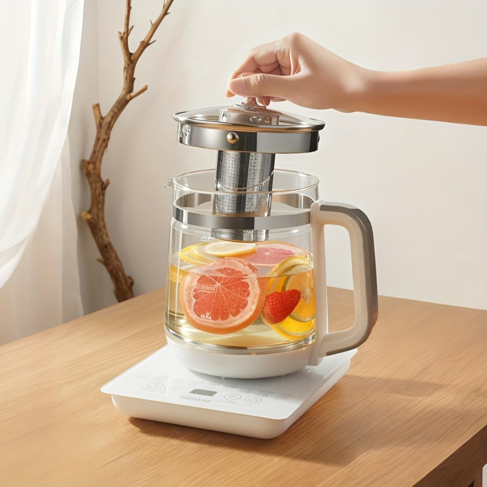 Electric Health Pot Smart Kettle 1.8L Thickened Glass 18 Smart Functions Removable Filter Multi-Functional for Tea Herbal Brewing Camping