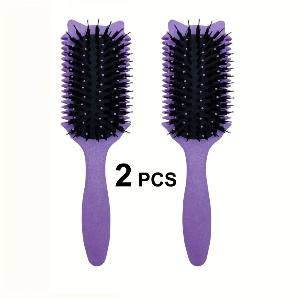 Detangling Brush for Curly Wavy Coily Hair 1 or 2 Pcs – Flexible Bristles Reduce Breakage & Frizz, Gentle Scalp Massage