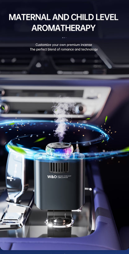 Car Charger with Perfume 3-in-1 Fast Charging AromaRelax Starlight Projector Retractable Cable USB-C & Lightning for iPhone 16 15 14 13 12