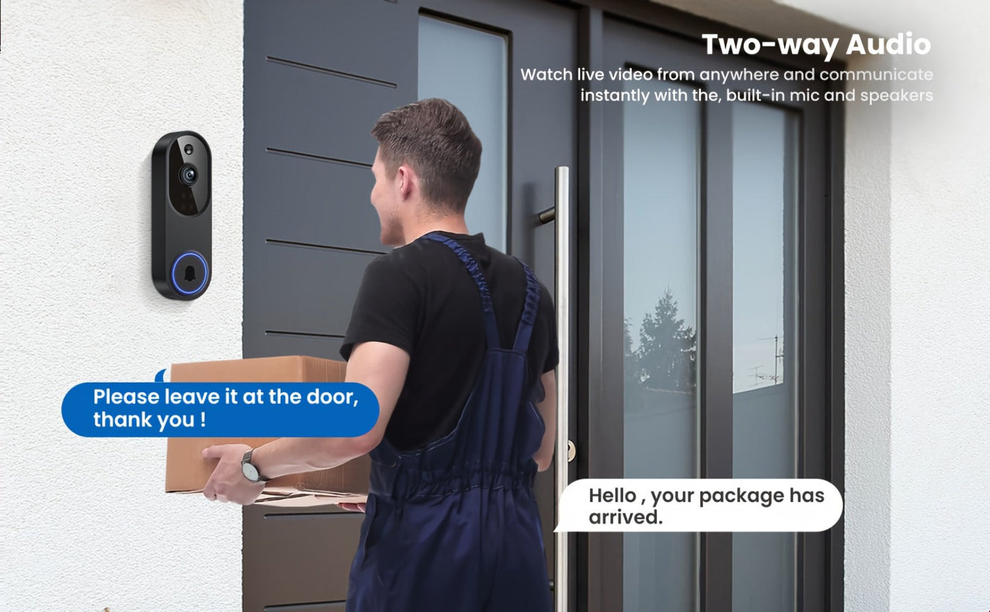 960P Smart Video Doorbell 2.4G 5G Dual-Band WiFi, Color Night Vision, AI Vehicle & Person Detection