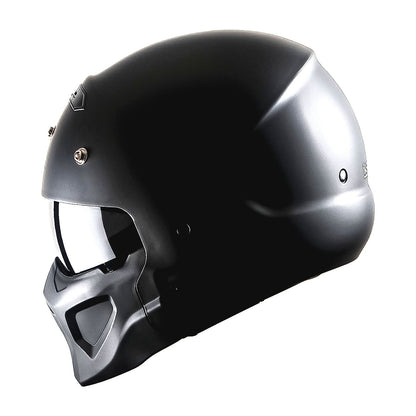 Motorcycle Helmet Convertible Full/Open-Face Shell with Detachable Mask, Smoked Shield, S-XL Sizes and Multiple Styles