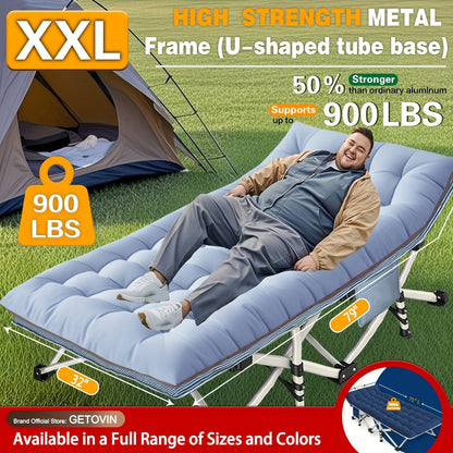 Folding Camping Cot with Mattress 75"-79" | Portable Sleeping Cot for Adults Kids & Teens | Home Office Beach Garden Fishing | Max Load