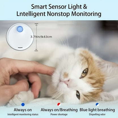 Pet Deodorizer 24-Hour Smart Litter Box Odor Eliminator – Negative Ion Air Purifier with Sensor Light, 99% Odor Removal for Cat Litter Box