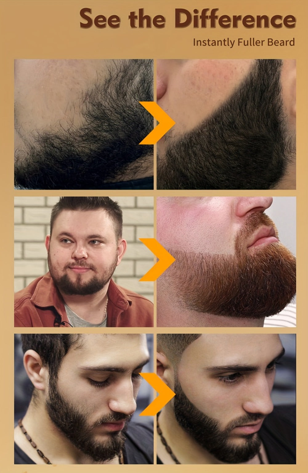 Beard Filler Pencil with Brush, Waterproof Beard Pencil for Fuller Thicker Beard, Fills Sparse Patchy Beard & Mustache