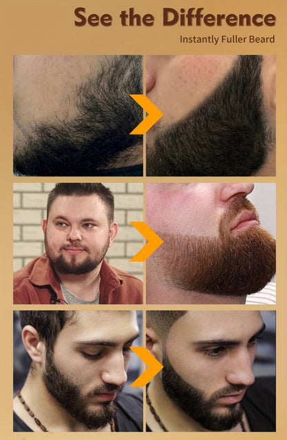 Beard Filler Pencil with Brush, Waterproof Beard Pencil for Fuller Thicker Beard, Fills Sparse Patchy Beard & Mustache