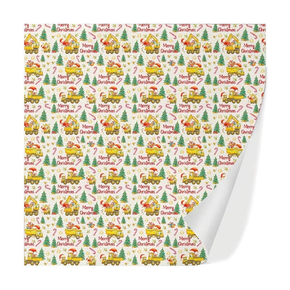 Christmas Wrapping Paper Construction Vehicles – Dump Trucks Excavators Tractors Gift Wrap for Boys Girls, 58"x23" Roll (28.5 Sq Ft)