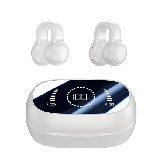 Wireless Earbuds with Mirror LED Charging Case, Touch Controls and Optional AI Translation in Black or White