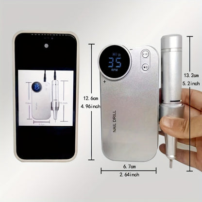 Electric Nail Polisher & Buffer Rechargeable High Power, Professional Manicure Pedicure Machine for Nail
