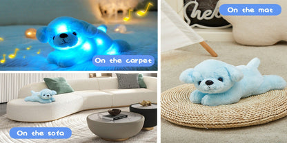 Plush Toy Blue Puppy with Light-Up Body and Music for Colorful Interactive Room Display and Gifting