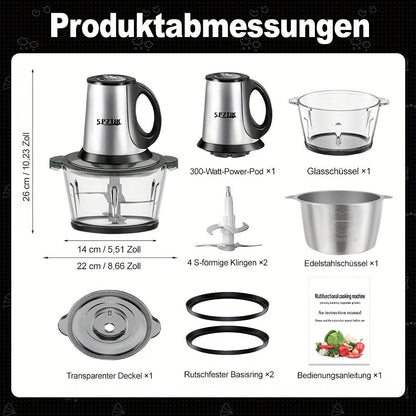 Electric Food Chopper with 2 Bowls & Dual-Level Blades, Mini Food Processor for Grinding Meat Chopping Nuts Salad Prep