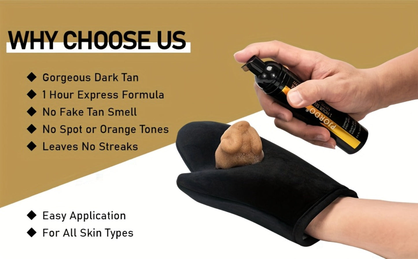 Sunless Tanning Mousse Kit 6-Piece Set with Mitt Applicator – Self Tanner Foam 1 Hour Fast Tan No Fake Smell