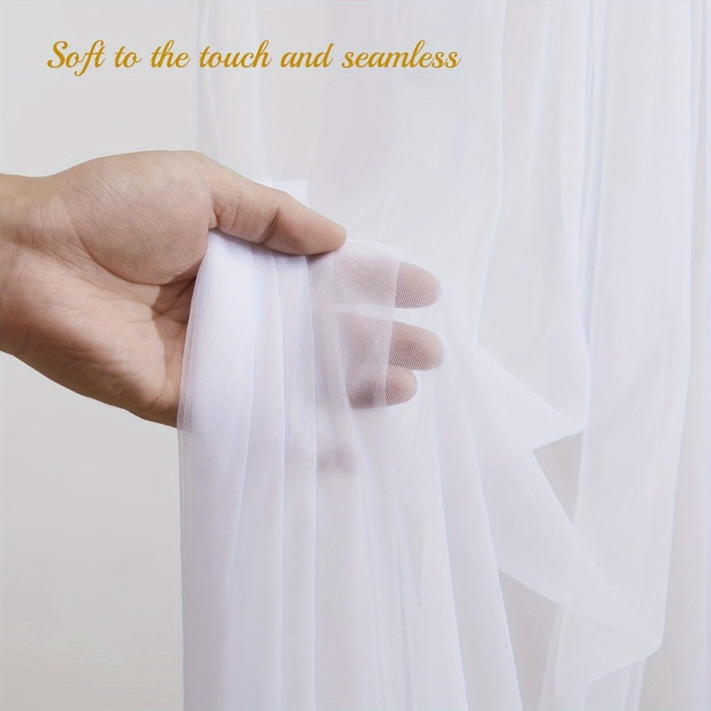 White Sheer Photography Backdrop Set with Two 5.2 x 10 ft Panels, USB String Lights and 10 Clips