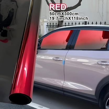 Gradient Window Tint Film 19.7 x 118 Inch – Two-Color Heat Resistant VLT Car Window Film | PET Material | Red, Gold, Green