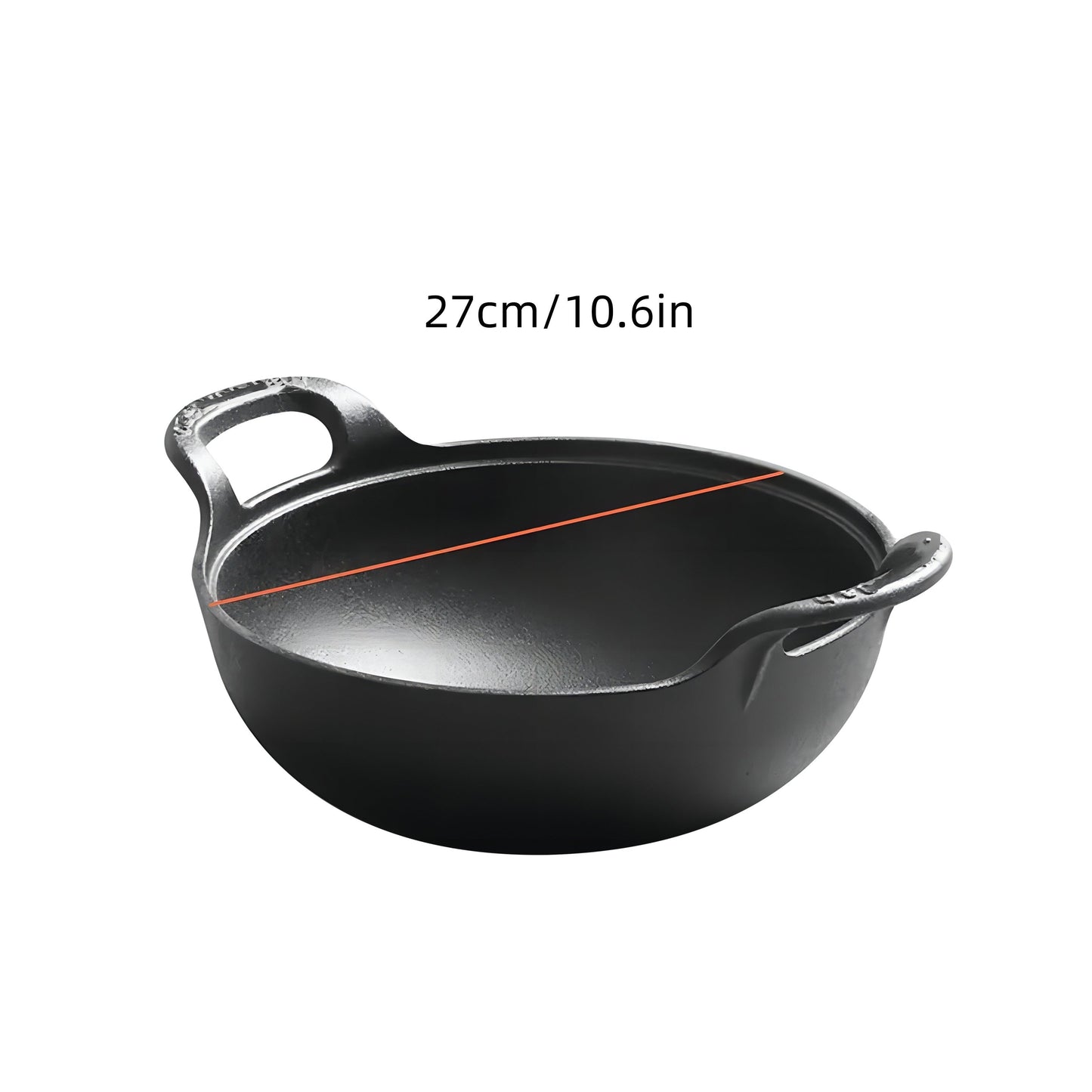 Cast Iron Wok Skillet Non-Stick Deep Stir Fry Pan with Dual Handles – Uncoated Traditional for Home Cooking, Dining and Outdoor Meals