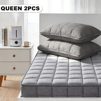 Luxury Hotel Pillows 2-Pack, King & Queen Size, Polyester Fill, Satin Cover, Deep Sleep Neck Support