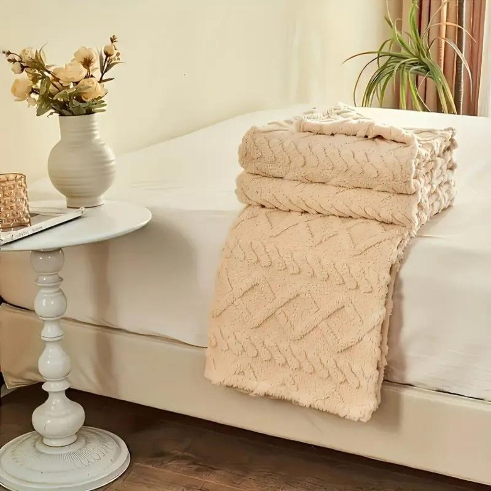 3D Plush Dense Weave Fleece Blanket, Ultra- Throw for Bed, Couch, Travel & Outdoor, Air-Conditioning Friendly