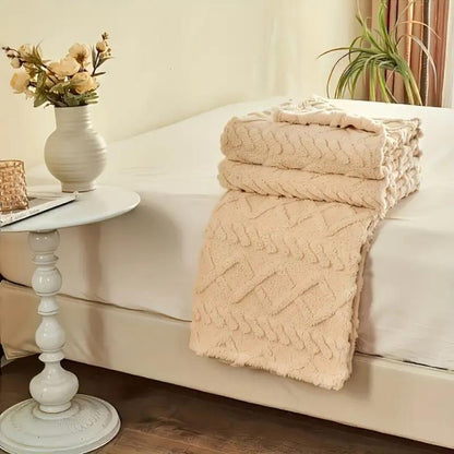 3D Plush Dense Weave Fleece Blanket, Ultra- Throw for Bed, Couch, Travel & Outdoor, Air-Conditioning Friendly