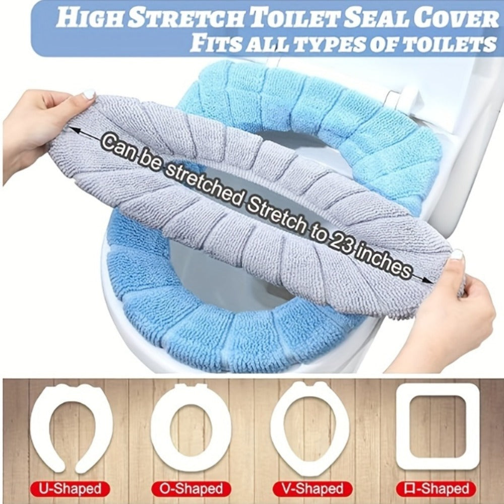 Five-Pack Plush Toilet Seat Ring Covers in Beige, Gray, Green, Blue and Pink, 31cm Outer Diameter