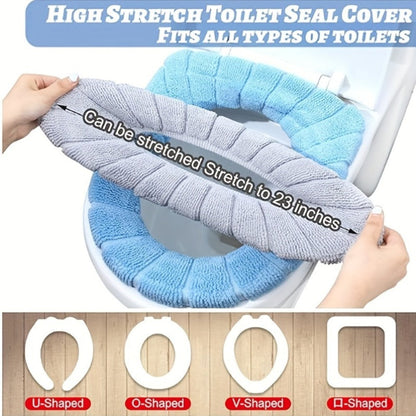 Five-Pack Plush Toilet Seat Ring Covers in Beige, Gray, Green, Blue and Pink, 31cm Outer Diameter