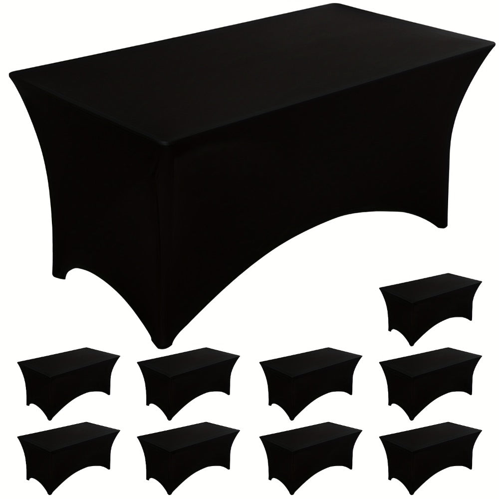 Tablecloth Fitted Stretch Cover 10-Piece Set for 6-Foot Rectangle Tables in White or Black