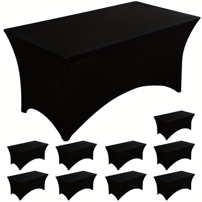 Tablecloth Fitted Stretch Cover 10-Piece Set for 6-Foot Rectangle Tables in White or Black