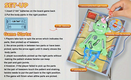 Operation Monster Board Game for Kids, Steady Hand Skill Game with Tweezers, 3D Monster Pieces, Fun Family Game Night for Ages 3+