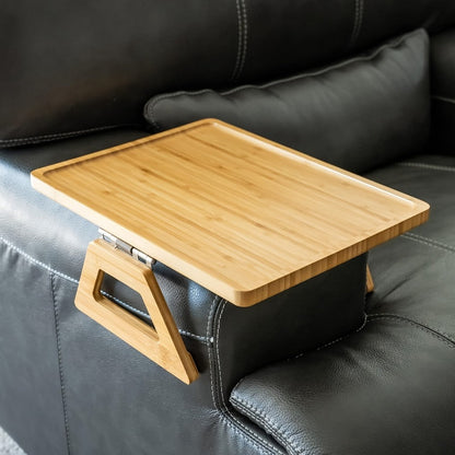 Bamboo Sofa Arm Tray with Folding Legs for Entryways, Bedrooms and Living Spaces, with the Listed Configuration