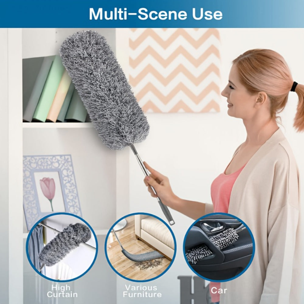 Microfiber Duster Kit with 100 Inch Extension Pole Extendable Bendable Feather Duster for Entryways, Bedrooms and Living Spaces