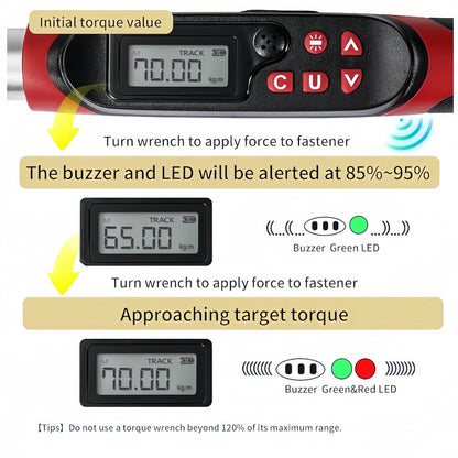 Digital Torque Wrench – 1/2" & 3/8" Drive, ±1% Accuracy, LED & Buzzer Alert, 4 Units, 500 Data Sets, Preset P1-P8