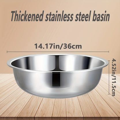Stainless Steel Mixing Bowl Large 15.75 Inch with Footed Base, Salad Bowl, Vegetable & Fruit Washing Basin