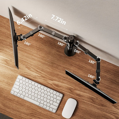 Single & Dual Monitor Mount for 13-32 Inch Screens, VESA Desk Mount Arm, 16.3" Height Extension, ±45° Tilt ±90° Swivel