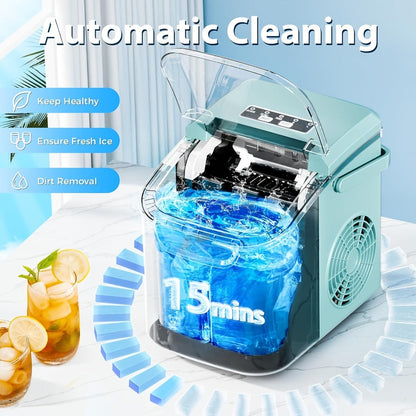Countertop Ice Maker Per Day - 9 Ice Cubes Ready in 6 Minutes, Portable Ice Machine with Self-Cleaning