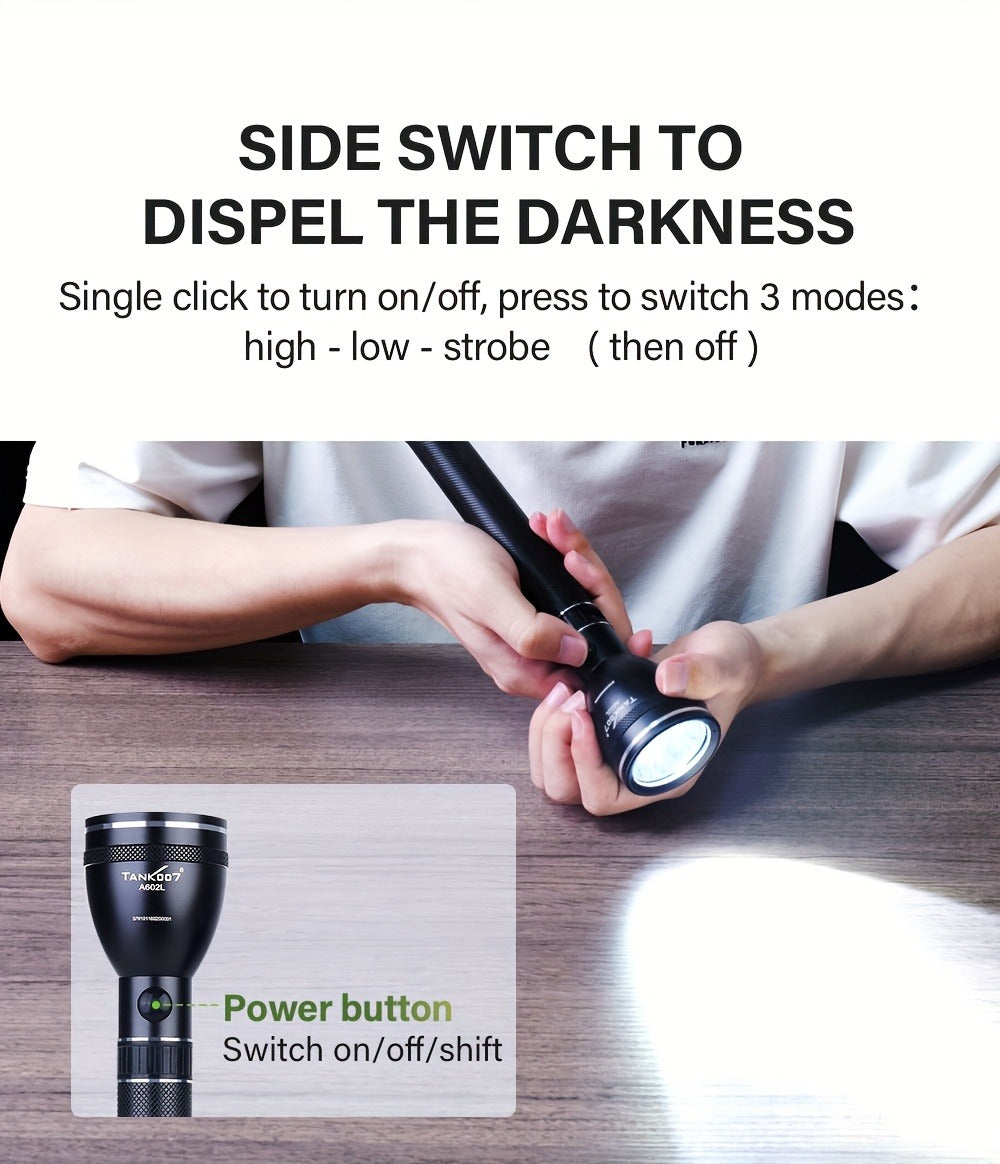 Rechargeable Flashlight 4000mAh Long Battery Life, High- Built-In Battery Outdoor Torch for Entryways, Bedrooms and Living Spaces