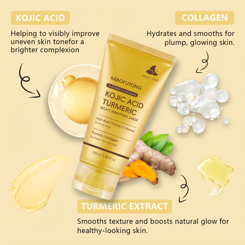 Kojic Acid Turmeric Face Mask with Vitamin C, Peeling Mask for, Deep Cleansing, Oil Control & Glowing Skin
