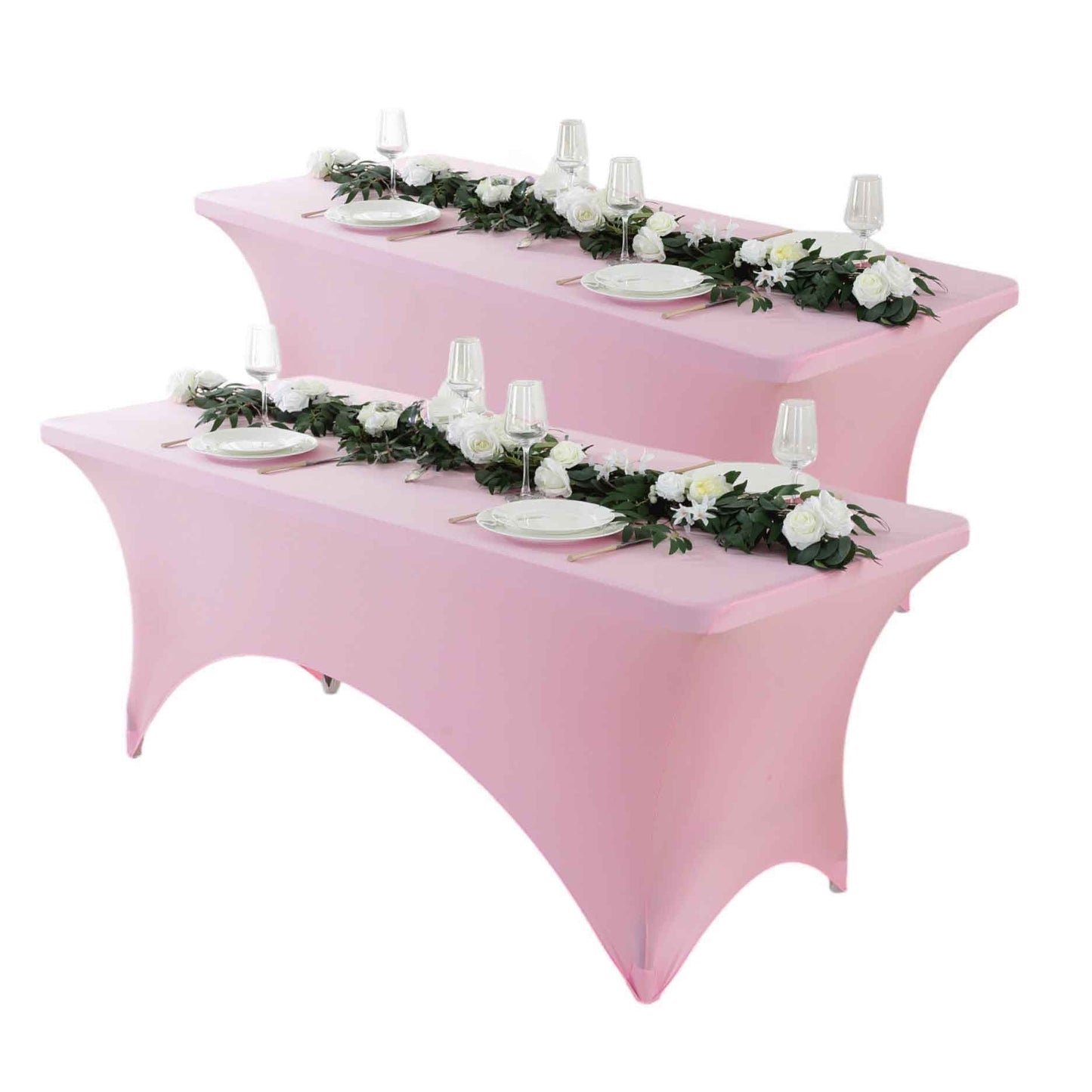 Spandex Fitted Tablecloth 4ft 6ft 8ft, Wrinkle-Free Stretch Rectangle Table Cover for Wedding Party Event Banquet