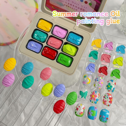 Gel Nail Polish Set with MORDDA Label, 9 Romantic Summer Dopamine Gel Colors in Nine-Grid Set