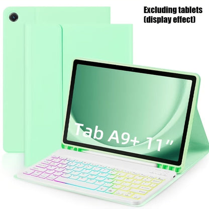 Pink or Green Detachable Backlit Keyboard Case for Samsung Galaxy Tab A9+ 11-Inch with Pen Slot