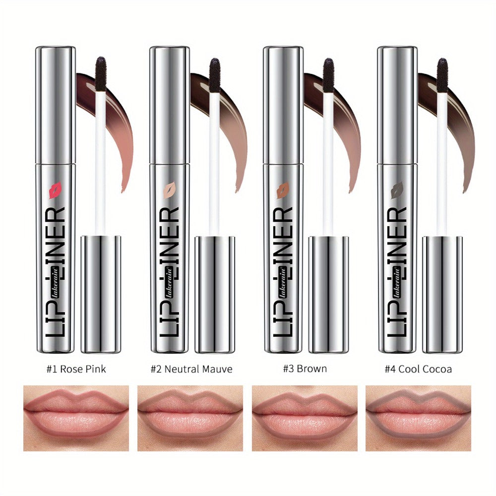 Lip Stain Pen Set 4 Colors 2-in-1 Lip Liner & Lip Tattoo – Waterproof Smudge-Proof Transfer-Resistant Matte Finish