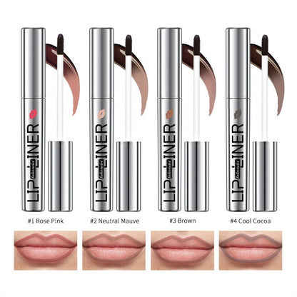 Lip Stain Pen Set 4 Colors 2-in-1 Lip Liner & Lip Tattoo – Waterproof Smudge-Proof Transfer-Resistant Matte Finish