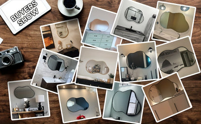 Irregular Asymmetrical Wall Mirror with Gold Frame in 20 x 36, 24 x 36 or 26 x 46 Inch Sizes