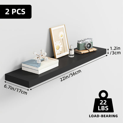 Floating Wall Shelf Set with Concealed-Style Brackets, Multiple Finishes and 4- or 6-Piece Options