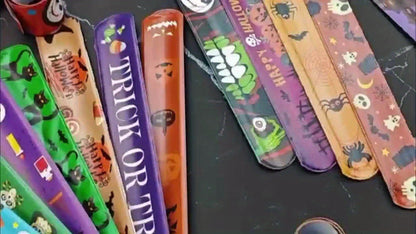 Halloween Slap Bracelets Bulk for Kids, 54/100PCS Halloween Party Favors for Boys & Girls, Spooky Bag Stuffers