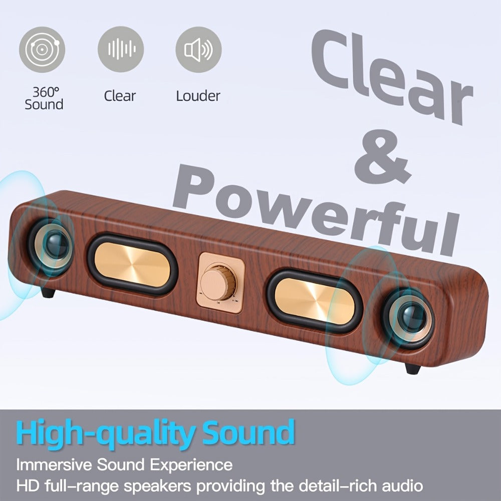 Retro Wood Grain Bluetooth Speaker Dual 2-Inch Woofers 10W Wireless Desktop Soundbar TF AUX for an Everyday Personal Care Routine