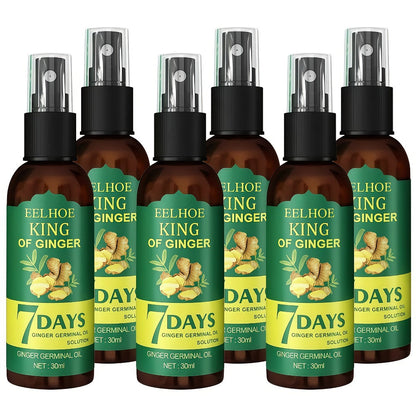 Ginger Hair Oil Spray Set 6 Bottles × 30ml – 7-Day Deep Moisturizing Frizz Control Mist for Dry, Curly & Coily Hair | Lightweight Non-Greasy