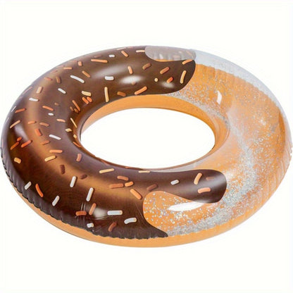 Glitter Donut Pool Float 3 Pack 32.5 Inch Inflatable Swim Ring Set – Strawberry Chocolate Mint Pool Tubes for Summer Pool Party