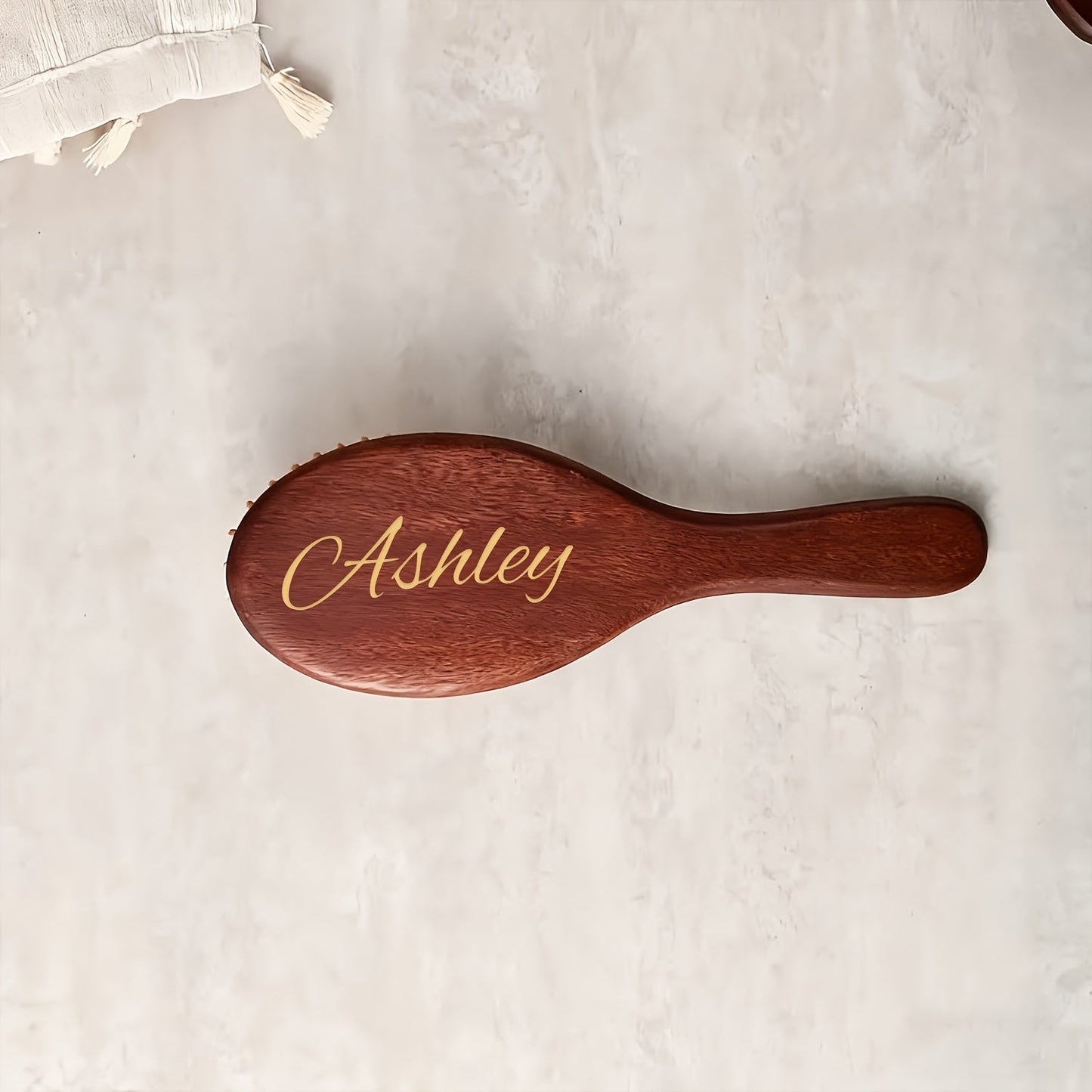 Hair Accessories Personalized Wooden Hair Brush with Engraved Name and Round or Square Shape
