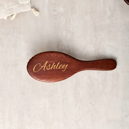 Hair Accessories Personalized Wooden Hair Brush with Engraved Name and Round or Square Shape
