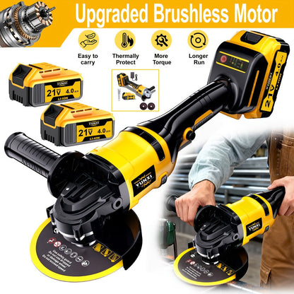 Cordless Angle Grinder - Rechargeable Polishing Machine with Lithium-Ion Battery, Fast Charger & Complete Accessories Kit
